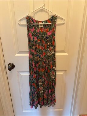 Anthropologie Pink Paisley-Print Sleeveless MIDI Dress